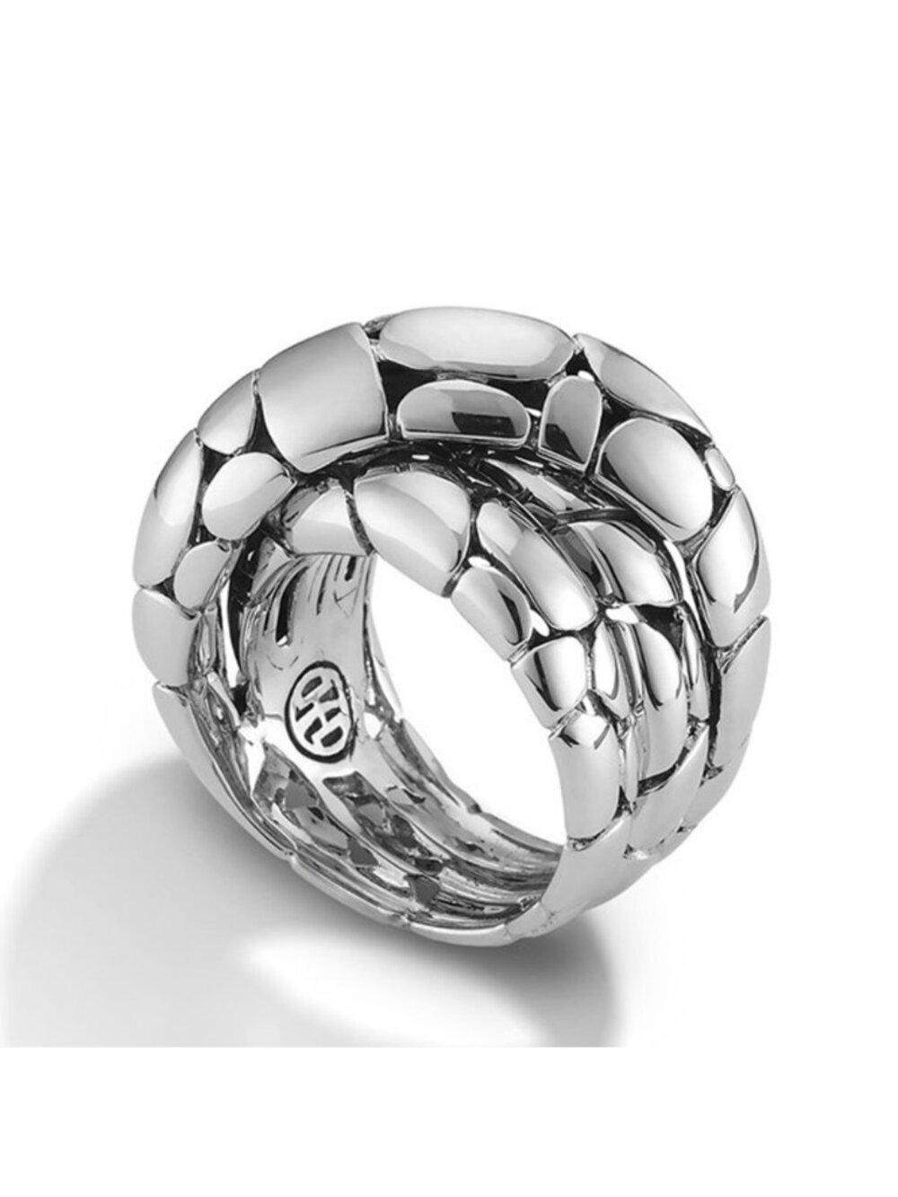 JOHN HARDY Kali Pebble Silver Twist Ring sz 7